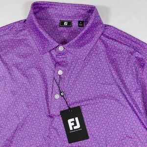 Footjoy FJ Performance Golf Polo Shirt Floral Print Purple Mens Large Honda Logo